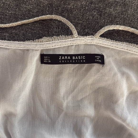 Zara Basic Shimmering Silver Spaghetti Strap Flowy Midi Dress - Picture 9 of 12